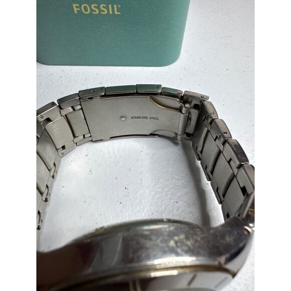 Fossil Arkitekt Stainless Steel Wristwatch Original Tin Case Silver Dial - Picture 3 of 10